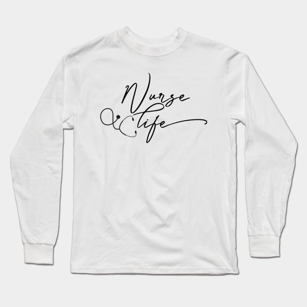 Nurse Life Stethoscope Script Long Sleeve T-Shirt by ColorFlowCreations